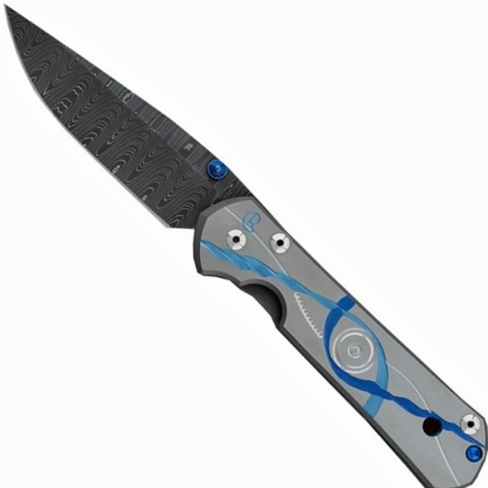 Нож складной Chris Reeve Large Sebenza 21, сталь дамаск с рисунком "лестница", рукоять титан