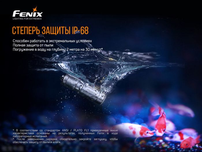 Фонарь Fenix E02R, синий