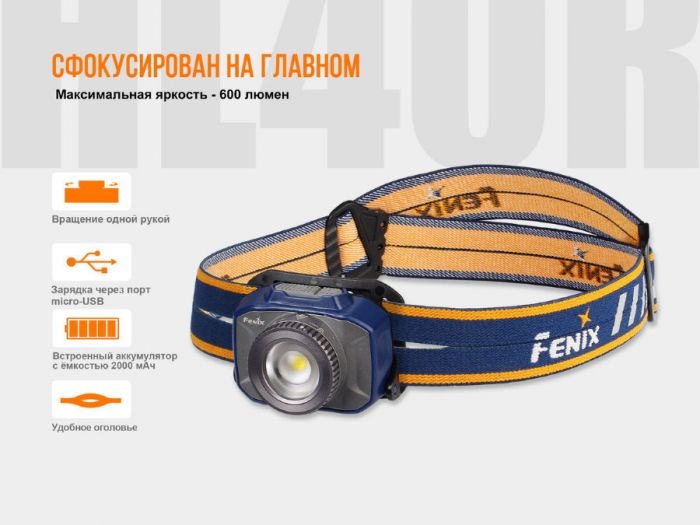 Налобный фонарь Fenix HL40R Cree XP-L HI V2, серый