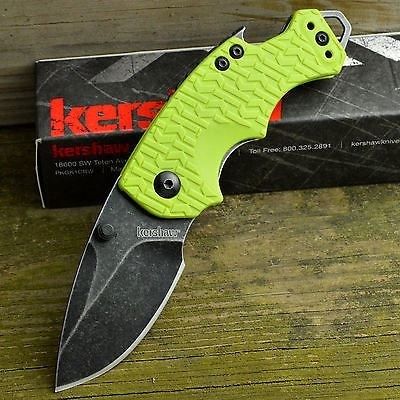 Нож складной Shuffle - KERSHAW 8700LIMEBW, сталь 8Cr13MoV c покрытием BlackWash™, рукоять текстурированный термопластик GFN зелёного цвета